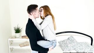 Petite teen fucked by tall guy