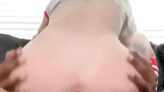 Huge BBC pounding tight pussy gripping cock